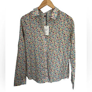 French Abstract Geometric Pattern Blouse L